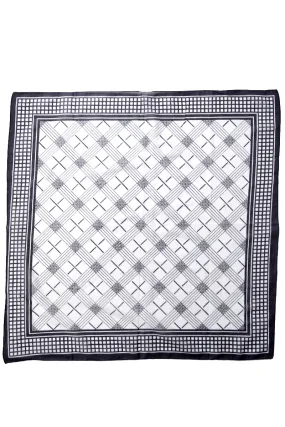 1970s Black & White Geometric Design Cotton Scarf