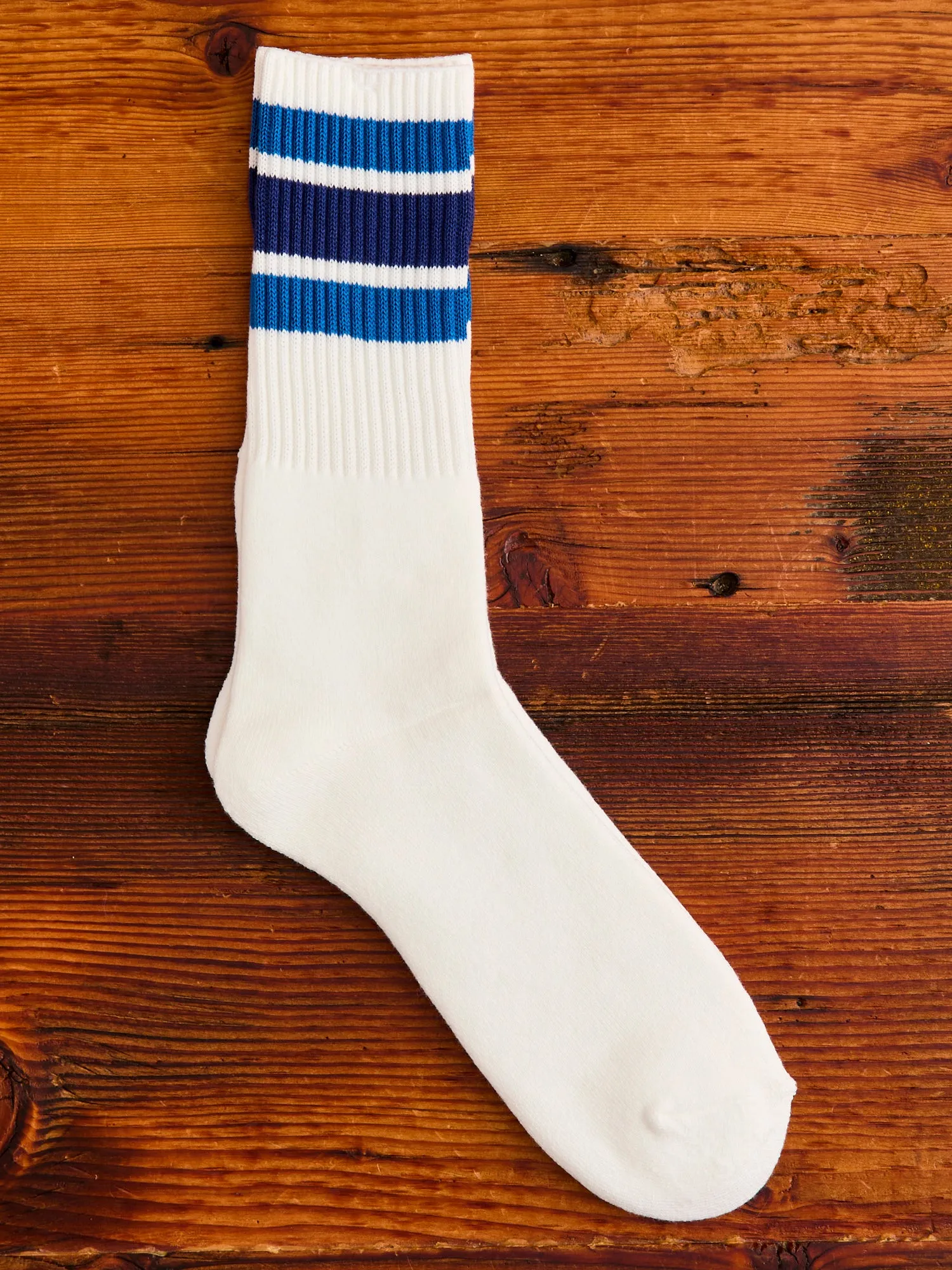 3 Line Crew Length Sock in Navy