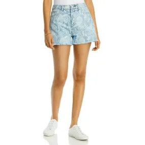 AQUA Ladies Light Acid Wash Marbled Swirl Denim Cutoff Shorts, NWT!