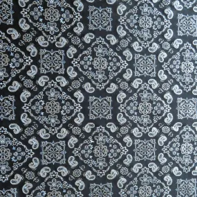 Bandana Foil on Black Nylon Spandex Swimsuit Fabric - 22" Remnant