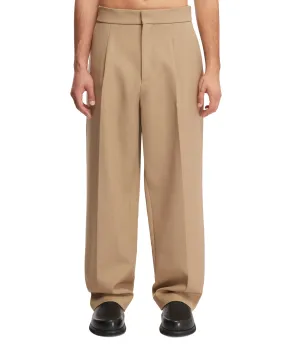 Beige Wide Leg Trousers