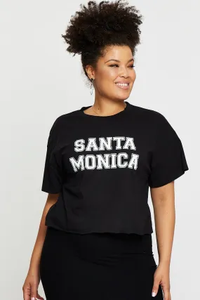 Black Crop T-shirt Santa Monica Short Sleeve Semi