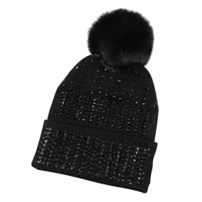 Bling Pom Pom Beanie Hat