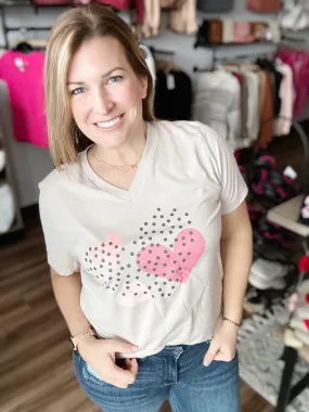 Boho Hearts V-Neck Graphic Tee