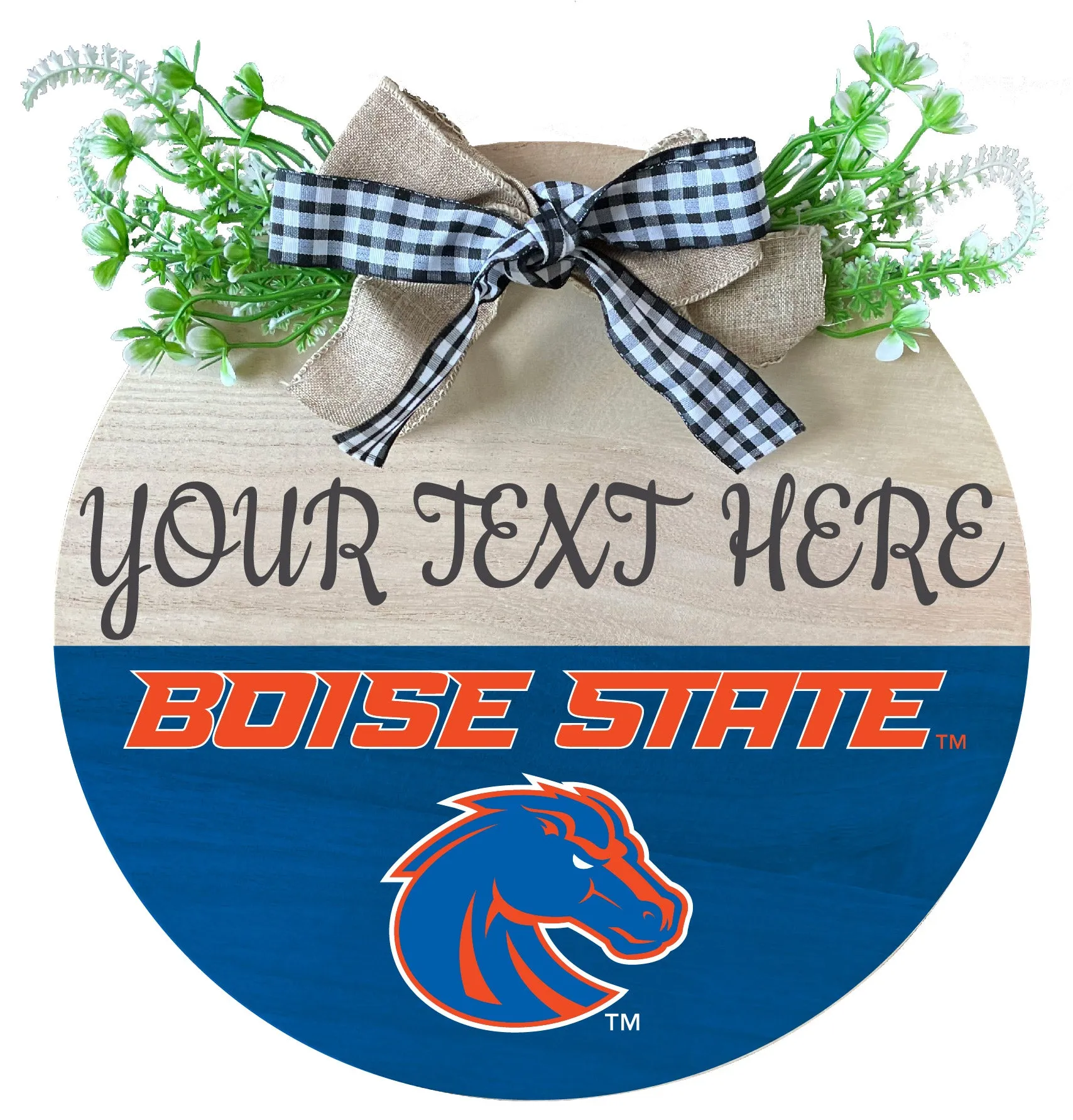 Boise State Broncos Customizable Wooden Wreath Welcome Sign Officially Licensed Collegiate Product