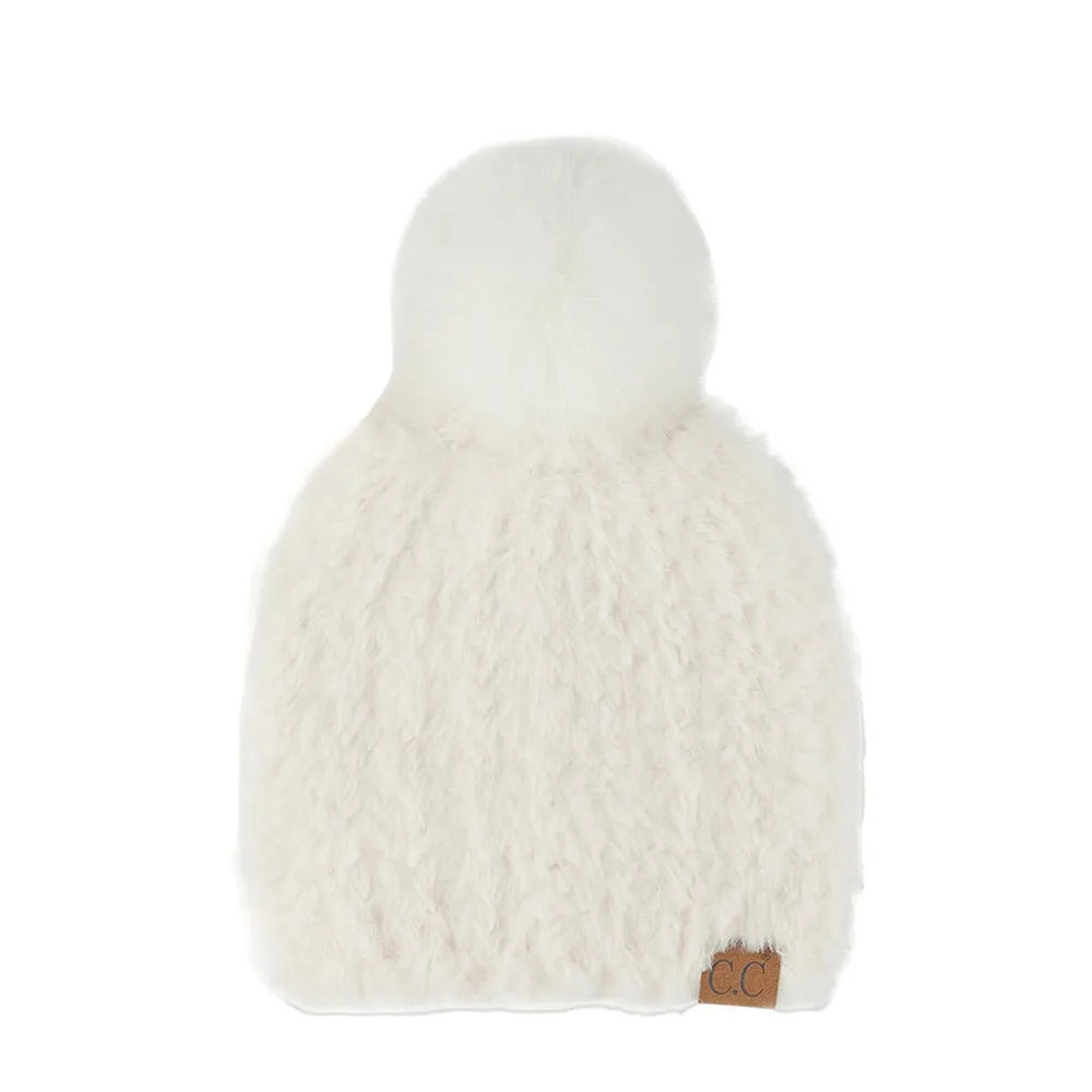 C.C Faux Fur Pom Beanie