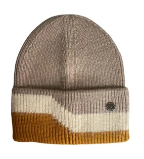 Colour Block Beanie Hat Beige and Tan