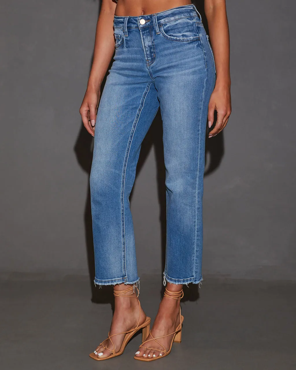 Darina Mid Rise Cropped Straight Leg Jeans