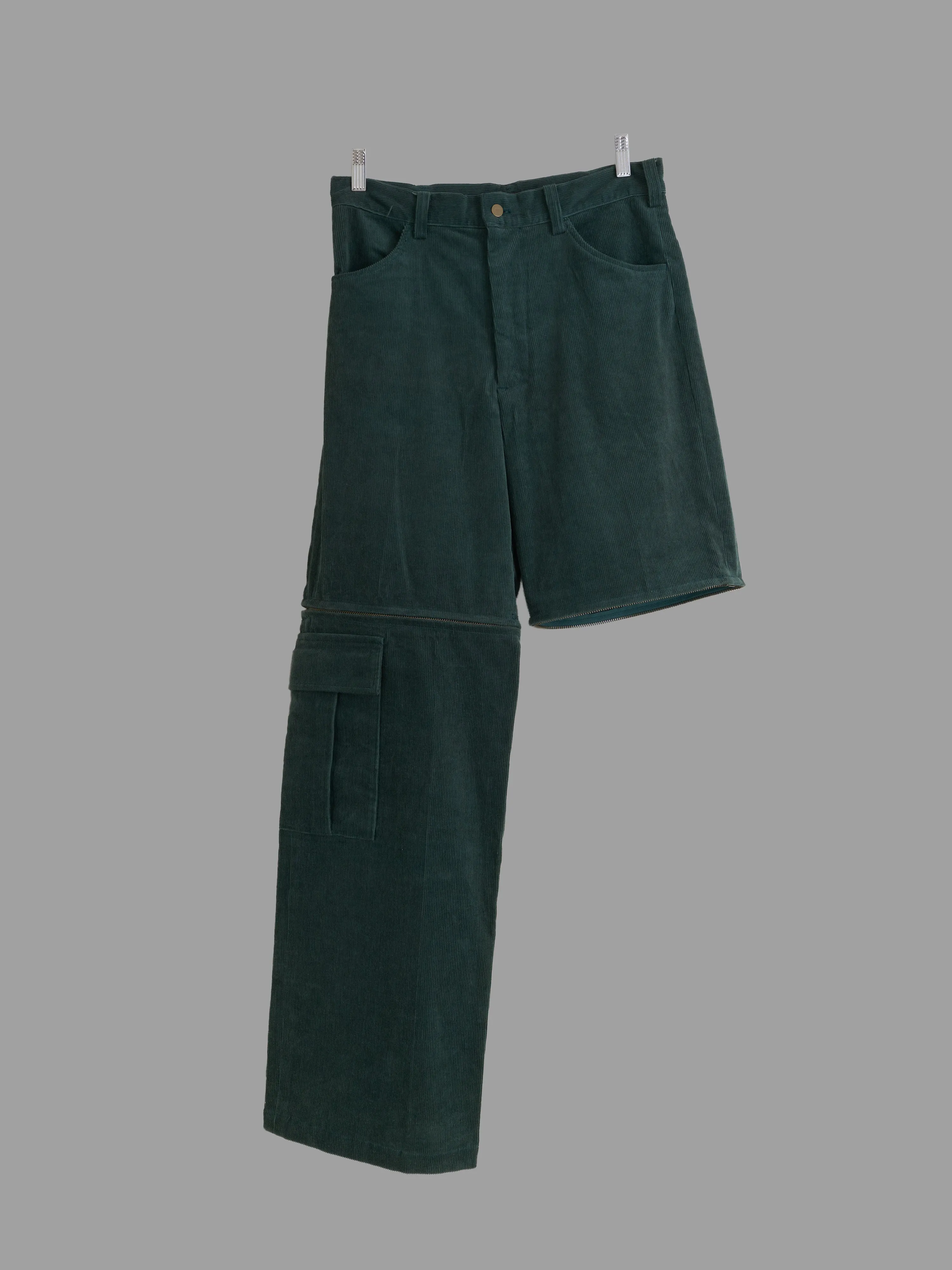 Keita Maruyama Homme 1990s dark green corduroy two way zip off trousers - size M