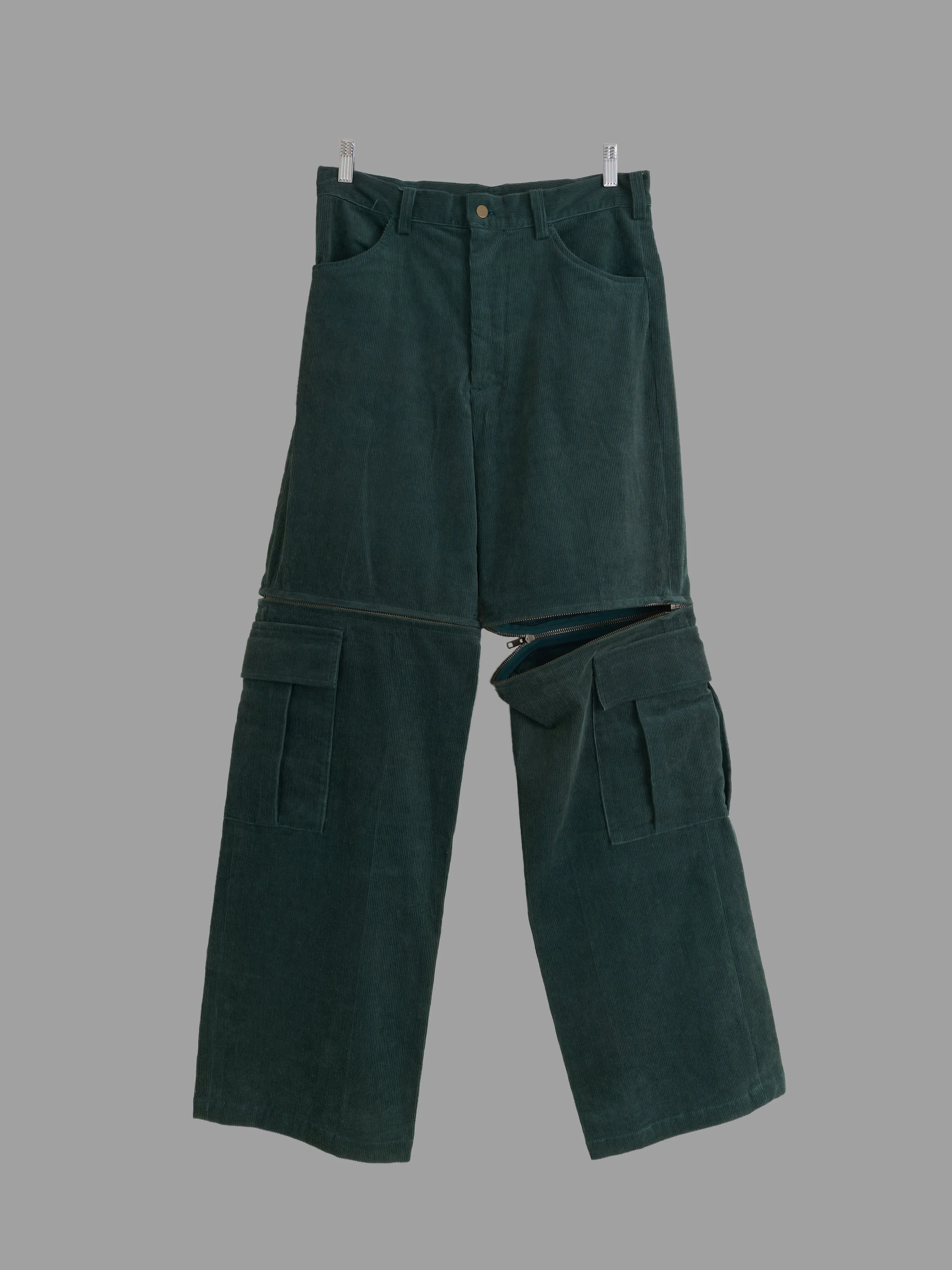 Keita Maruyama Homme 1990s dark green corduroy two way zip off trousers - size M