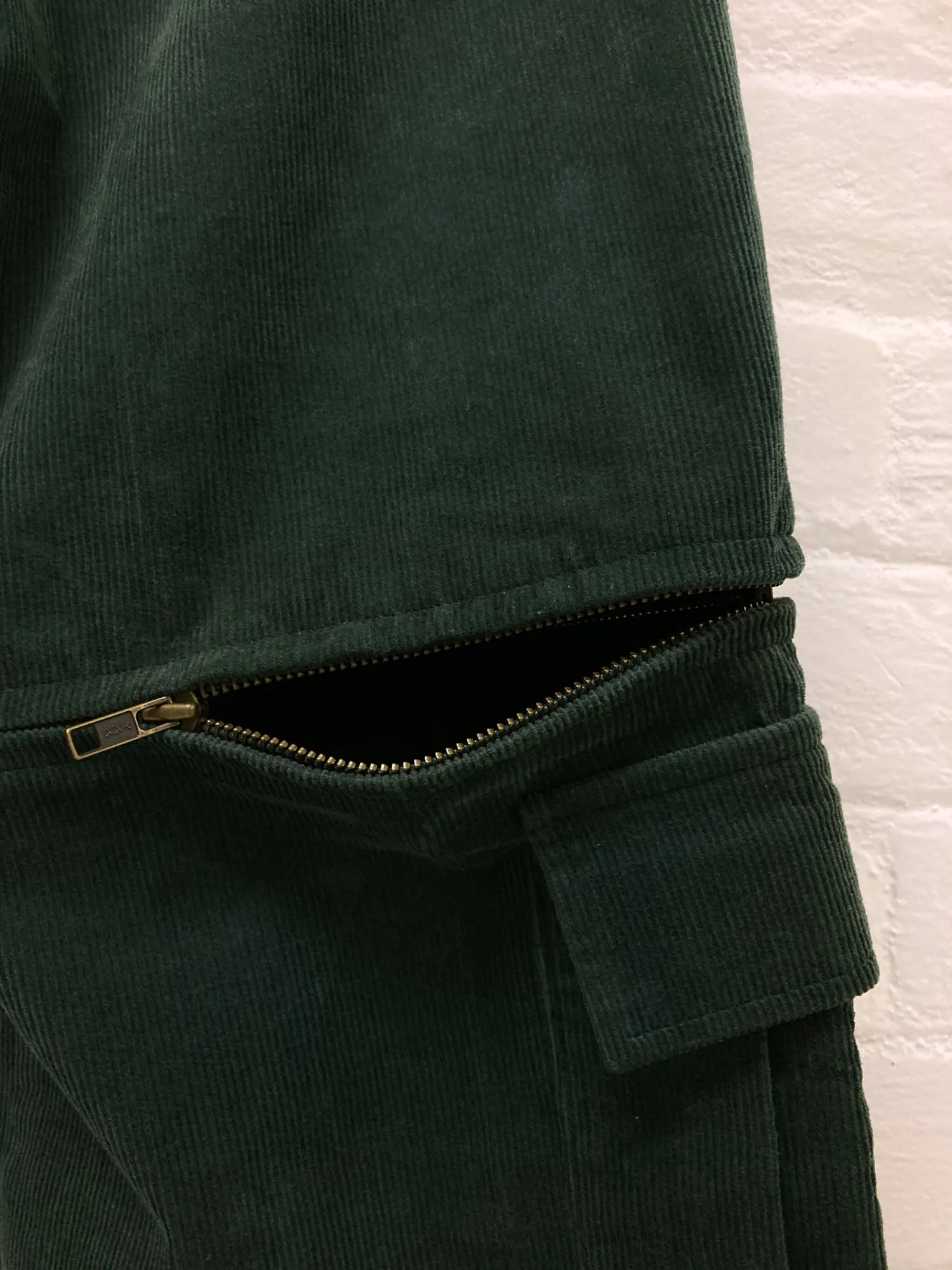 Keita Maruyama Homme 1990s dark green corduroy two way zip off trousers - size M