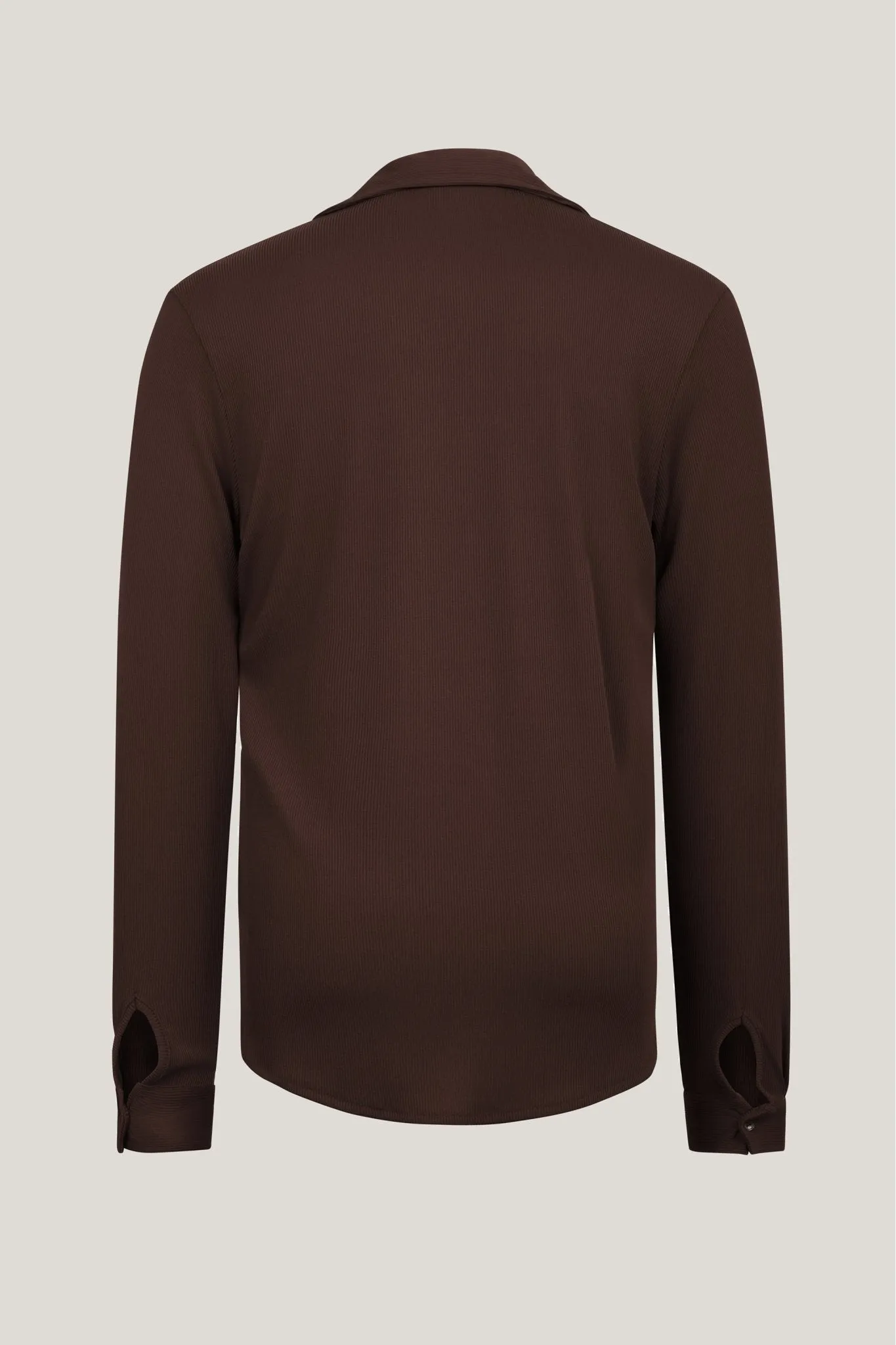 Lightweight Drapery Plisse Shirt - Brown