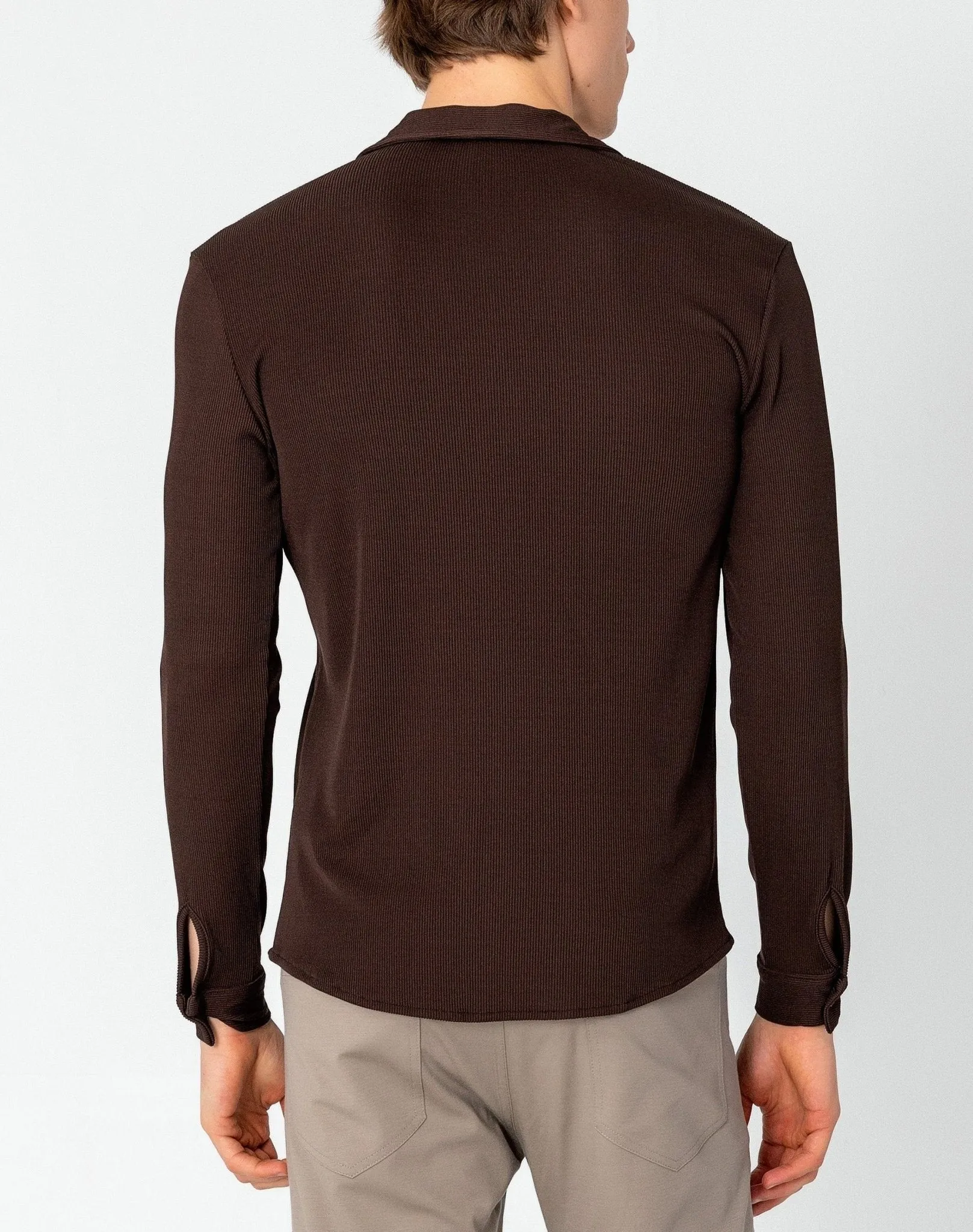 Lightweight Drapery Plisse Shirt - Brown