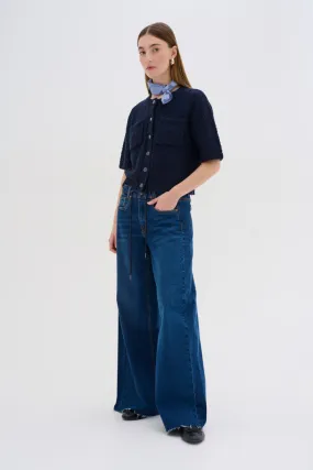 My Essential Wardrobe Dango 144 High X-Wide Jean in Dark Blue Wash