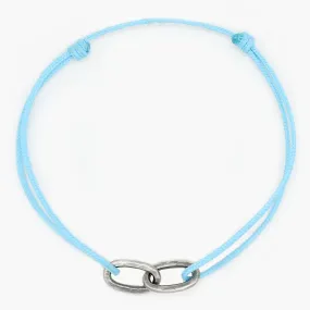 Nylon Thread With Silver Double Hoop "Indah" Bracelet (Light Blue)