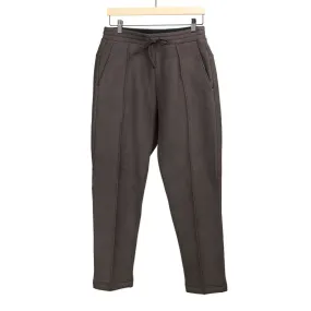 Pin-tuck sweat pants in dark brown cotton and lyocell