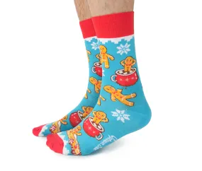 "Jolly Gingerbread" Cotton Crew Socks by Uptown Sox - Large