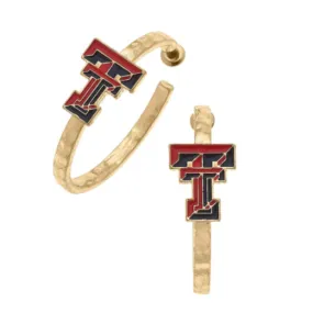 TEXAS TECH RED RAIDERS ENAMEL LOGO HOOP EARRINGS - RED/BLACK