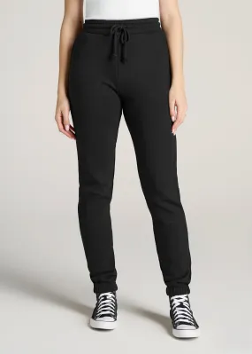 Wearever Fleece SLIM-FIT High-Waisted Women's Garment Dye Sweatpants in Black