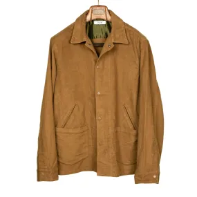 Work jacket in camel cotton moleskin